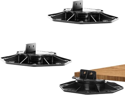 Houten Tegeldragers - Verstelbare Voetplaten - Terras Leggen - 2 Hoogtes Verstelbaar - 18-30 mm - Zwart