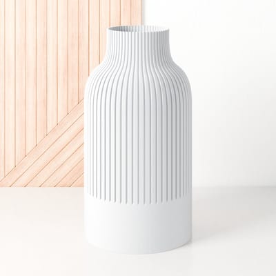 Fleuriek - Grote Vaas - Wit - H50 cm - Japandi Vaas - Minimalistisch design - Bloemenvaas van bio kunststof - Japandi living decoratieve vaas