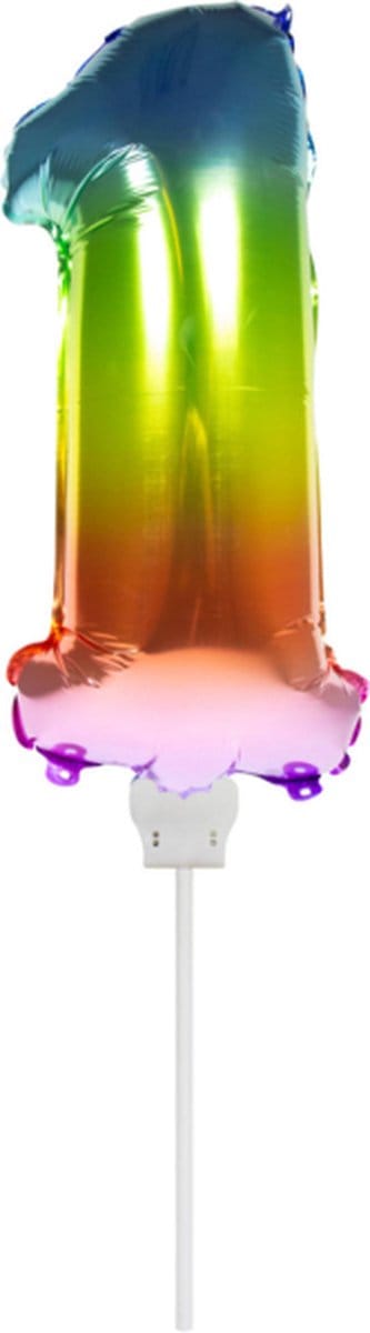 Folat - Folieballon taart Mini cijfer 1 Regenboog (13cm)