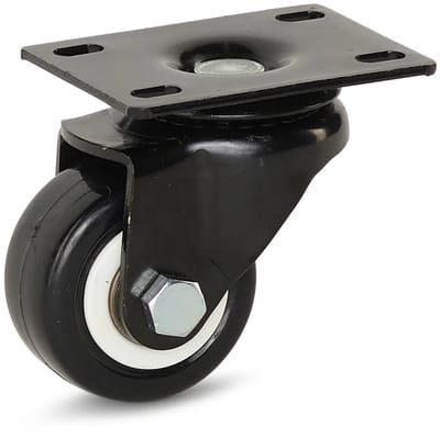 Zwart PU zwenkwiel met topplaat - 50mm - 60kg