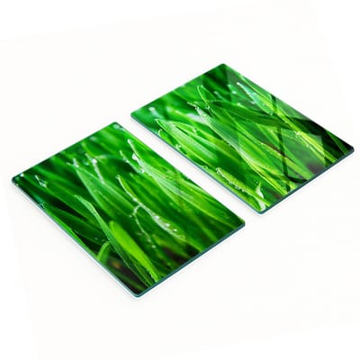Decoratieve glazen snijplanken met grasmotief, 2x40x52 cm