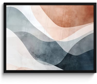 Poster in lijst - Fotolijst 70x50 cm - Posters - Abstract - Golven - Blauw - Posterlijst zwart - Decoratie - Wanddecoratie woonkamer - Muurdecoratie slaapkamer