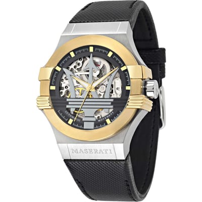 Maserati R8821108011 Potenza Automatisch Skeleton Wijzerplaat Herenhorloge 42 zwart