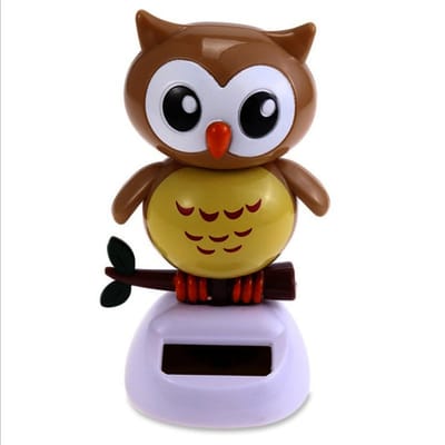 Figurines de bureau mignonnes, adorable jouet oscillant à énergie solaire, style hibou, ornement dansant, décoration de voiture, de bureau, animal dansant, cadeau d'anniversaire brown