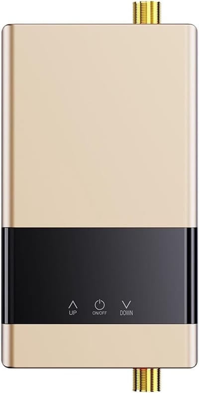 Doorstroomverwarmer - Elektrische Boiler - Direct Warm Water - LCD Temperatuur Display - 220mm Hoog - Goud