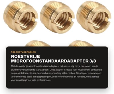 Dailygoods - Roestvrije Microfoonstandaardadapter - 3/8 Inch Vrouwelijk Naar 5/8 Inch Mannelijk - Eenvoudig te gebruiken - Koperen Schroefadapter - Ge...