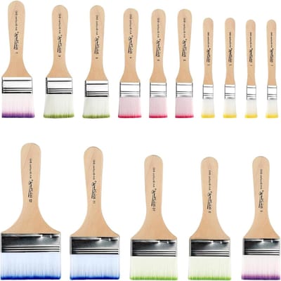 Acrylkwasten Set van 15 Stuks, Zachte Platte Kwasten voor Acrylverf, Olieverf en Waterverf, Ideaal voor Kunst en Creatieve Projecten
