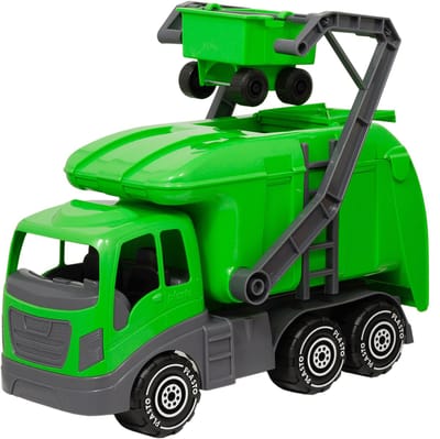 Plasto Vuilniswagen Groen 40 cm - Speelgoedvoertuig - Recycling Truck - Grote Truck - Realistisch Spelen - Stevig Kunststof - Gemaakt in Finland - Vanaf 1 Jaar
