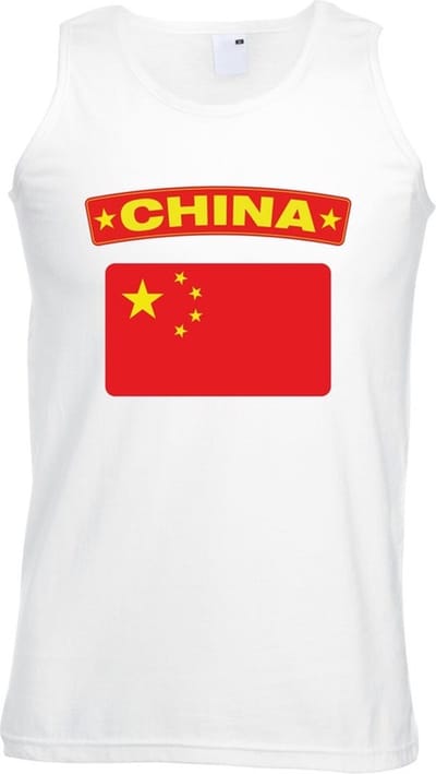 China singlet shirt/ tanktop met Chinese vlag wit heren S