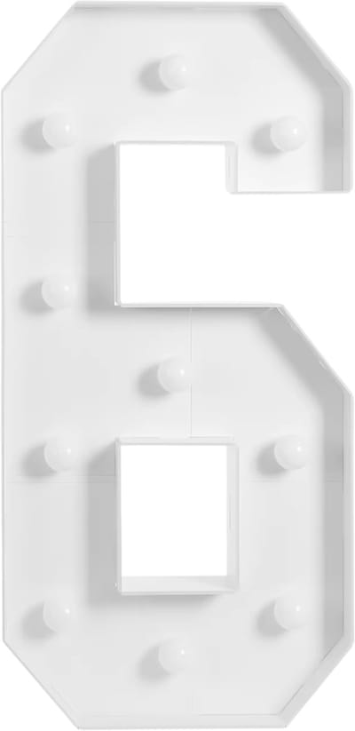 Lichtgevende cijfers - Cijferlamp – Voor Verjaardag, Jubileum & Bruiloft – 100x48 cm – Cijfer 6
