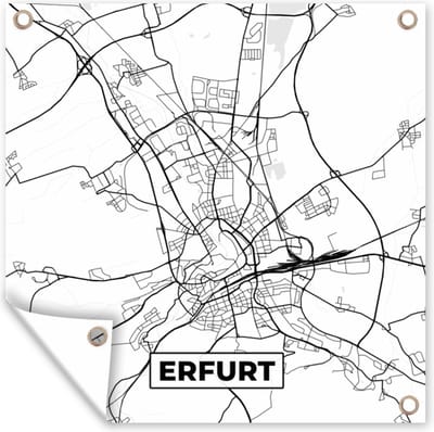 Tuin poster Erfurt - Stadskaart - Plattegrond - Kaart - 200x200 cm - Tuindoek