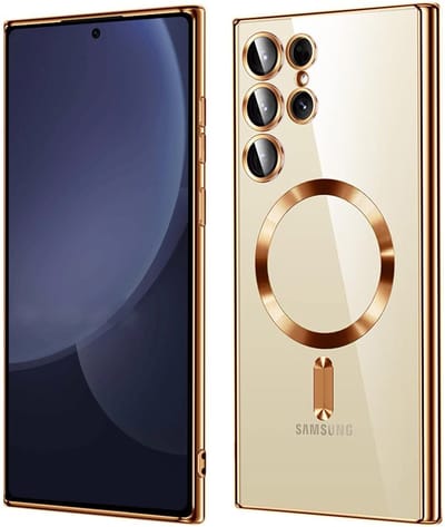 Hoesje Geschikt voor: Samsung Galaxy S25 Ultra Magsafe Compatible - Goud - Back Cover met ingebouwde camera glas bescherming