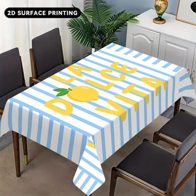 Zomerse Rechthoekige Citroen Tafelkleed voor Tafeldecoratie Blauw Wit Gestreept Keuken Eettafelkleed Feestdecoraties 100x160cm