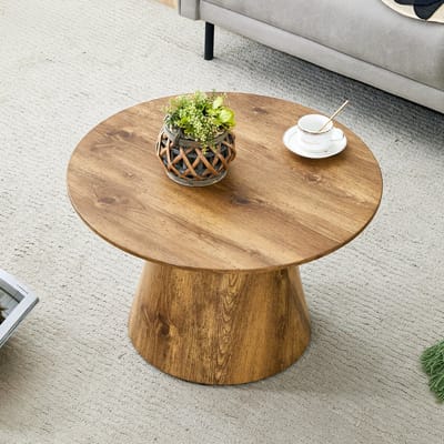 MODENUIT Salontafel - Ronde Bijzettafel Voor Woonkamer En Balkon - Houtlook MDF - Diameter 60 x 35 Cm - Houtkleur