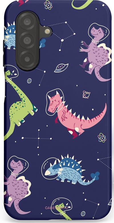 Casetastic hoesje geschikt voor Samsung Galaxy A26 - Dubbellaagse bescherming - Rex in de ruimte - Fashion Case - Donkerblauw Donkergrijs