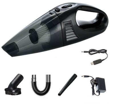Draadloze Handstofzuiger Voor De Auto - Draagbare Oplaadbare Mini Autostoofzuiger - Zwart - 3 Opzetstukken - 3300Pa