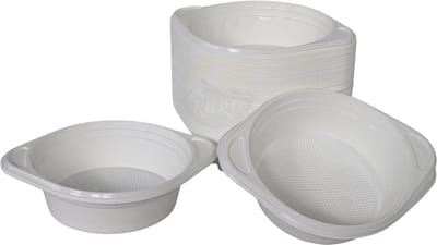 KURTT - 100x Plastic soepkom 350ml (stevig) - herbruikbare soepkommen met oortje ( europese norm EN12875-1 gecertificeerd) reusable soepbeker - 150x200x33mm