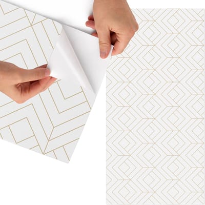Tulup Meubelfolie - Geometrisch ontwerp Decoratiefolie - 65x130 cm - Wit Meubelfolie - Wrapfolie Keuken - Geometrische Meubelfolie - Decoratiefolie - Tafeldecoratie - Achtergronden en patronen