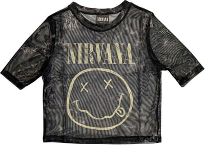 Nirvana - Yellow Happy Face Crop top - XXS - Zwart