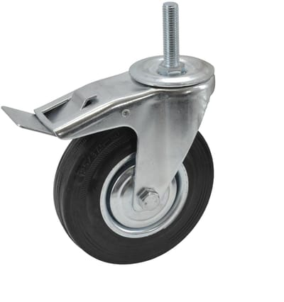 Awtools - Zwenkwiel met Rem - 125mm - Staal - Rubber