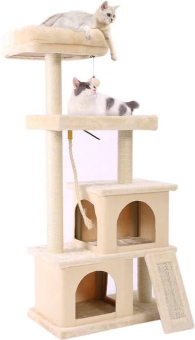 Vloerkleed 127cm Creme - Luxe, Inclusief hangmat en Geschikt voor kittens - Geschikt voor Kittens