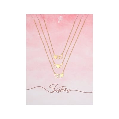 Yehwang - Sisters ketting - Stainless Steel - 3 Zusjes - Goudkleurig - 37 cm - Hartjes - Necklace