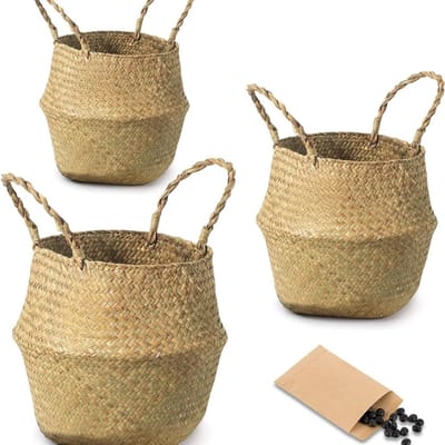 Famanu – Set van 3 stoffen opbergmanden in verschillende maten S M L, decoratieve organizers voor kasten, planken en woonruimte