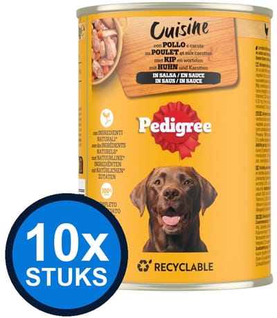 10x Pedigree - Kip in Saus - Hondenvoer Natvoer - 400g