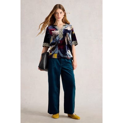 White Stuff Ash Velvet Top Navy Multi Taglia: 10 | Magliette intime Outlet | Donna | Blu