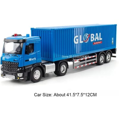 1:24 Container Vrachtwagen Model Miniatuur Speelgoed Legering Diecast Kiepwagen Tankwagen Voertuig Modellen Geluid Licht Deuren Geopend Voor Kinderen Cadeaus