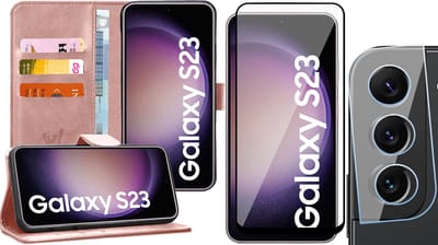 Hoesje geschikt voor Samsung Galaxy S23 - Screenprotector FullGuard & Camera Lens Screen Protector - Book Case Kunstleer Pasjeshouder Roségoud
