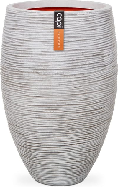 Capi Europe - Vaas elegant deluxe Rib NL - 38x58 - Ivoor - Opening Ø27 - Bloempot voor binnen en buiten - Levenslang garantie - Breukbestendig - 100% Recyclebaar - CO2 Neutraal geproduceerd - KOFI1131