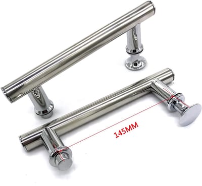 Dailygoods - Douchedeurhandgreep - Modern Design - Chroom Afwerking - Set van 2 - Geschikt voor 6-12 mm Glas - 145 mm Afstand