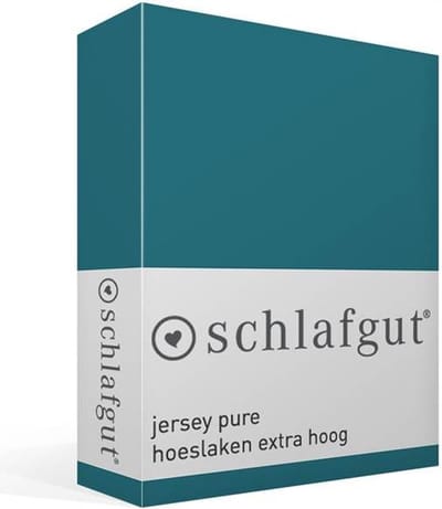 schlafgut Jersey Pure hoeslaken extra hoog - Eenpersoons S - 90x190 - 100x220 530 Petrol Deep