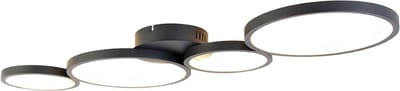 QAZQA lupolo - Moderne Dimbare LED Plafondlamp met Dimmer - 4 lichts - L 100 cm - Zwart - Woonkamer | Slaapkamer | Keuken