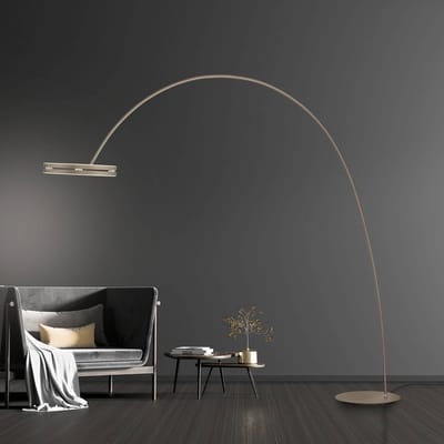 LED vloerlamp PURE Loop-Bow, bronskleurig, reikwijdte 290 cm