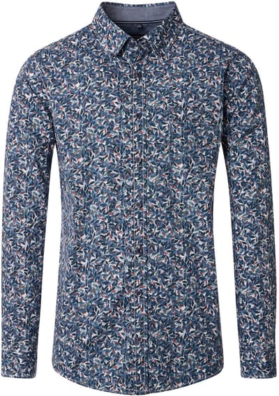 Casa Moda - Lange mouw overhemd - Heren - L - Blauw - Katoen - 454485900