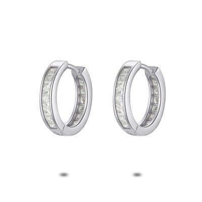 Twice As Nice Oorbellen in zilver, oorring, vierkante zirkonia