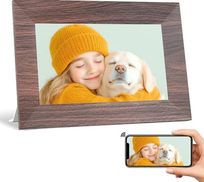 SNJY® Digitale Fotolijst - Digitaal Fotolijstje - Digitaal Fotokader - 7 Inch/17,8 cm - Houtkleur