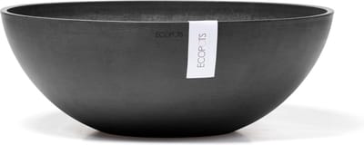 Ecopots Vienna 50 - Dark Grey - Ø50,4 x H18,5 cm - Ronde donkergrijze bloempot