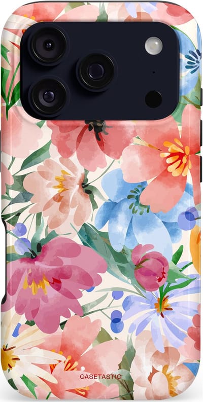 Casetastic hoesje geschikt voor Apple iPhone 17 Pro - MagSafe - Dubbellaagse bescherming - Tuin van tinten - Fashion Case - Perzik Zand Lichtgrijs Koraal
