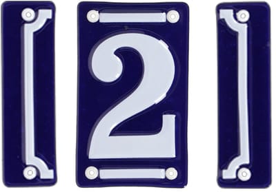 Best for Boots huisnummer 2 - met sierrand - Oudhollands - emaille - blauw/wit