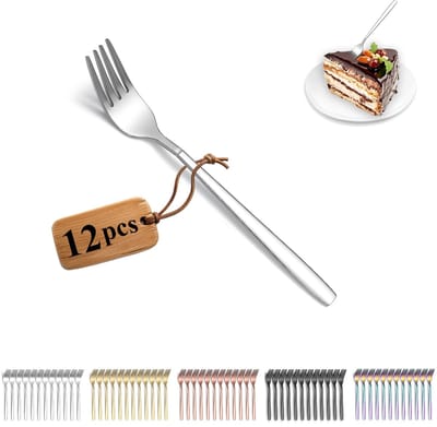 Dailygoods - Berglander Taartvorken 12 stuks, roestvrijstalen dessertvorken, fruitvorken, kleine vorken voor thuis, restruimte, hotel, bruiloft, feesten, vaatwasmachinebestendig