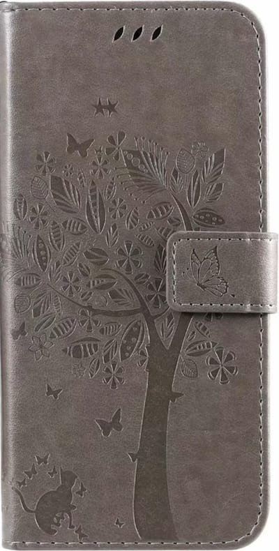 Geschikt voor Samsung Galaxy Note 10 Lite Bookcase - Grijs - Bloemen - Portemonnee Hoesje