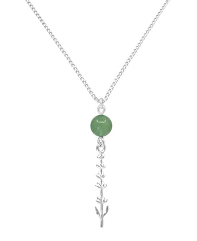 ARLIZI 2401 Ketting groen aventurijn kraal lavendel hanger - sterling zilver - 46 cm