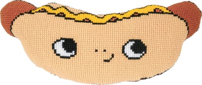 Vervaco - Kruissteekvormkussen kit met rug - Eva Mouton - Hotdog - PN-0206628 - Borduren - Borduurpakket - Borduurpakket volwassenen - Borduurpakket kind