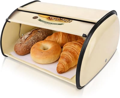 Vintage Brooddoos voor Keuken, Rol Lunchdoos, Metalen Opbergcontainer voor Brood, Taart en Koekjes, Ideaal voor Keukenorganisatie en Versheid