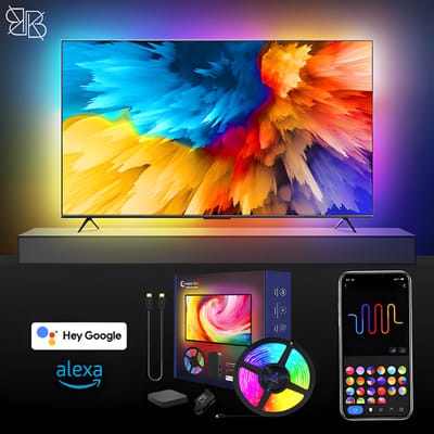 Glowinh Premium Tv Backlight- Led Verlichting - 70-80 Inch -Ambilight - Ambient Light - Led Verlichting TV - Led Strips - Led Light Strips - App Gebruik Tuya/Smartlife- Led Strips - Led Light - Gaming - Tv - Laptop - Compatibel met Alexia & Google