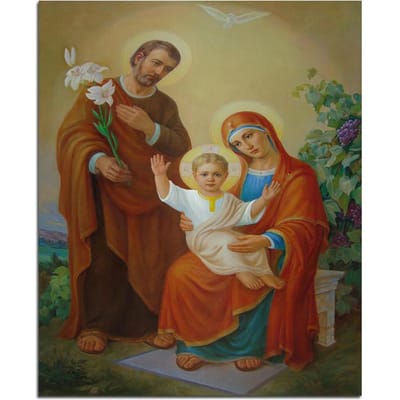 Peinture diamant thème Sainte Famille avec l'arbre de vigne, broderie 5D à faire soi-même, Religion, broderie complète en diamant rond 20X30CM beige