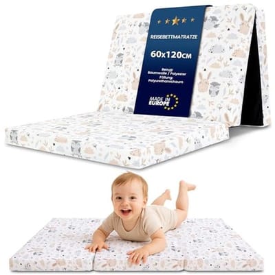 Opvouwbaar Baby Reisbedmatras - 60x120 cm - Comfortabel en Lichtgewicht Kindermatras voor Reisbedden en Kinderbedden